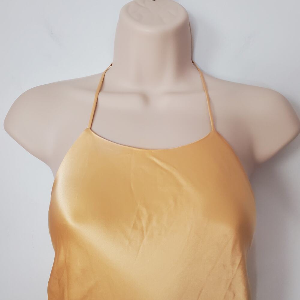 Reformation Jeany Silk Halter Open Back Maxi Dress Sunshine Satin Yellow Size XL - Picture 9 of 15